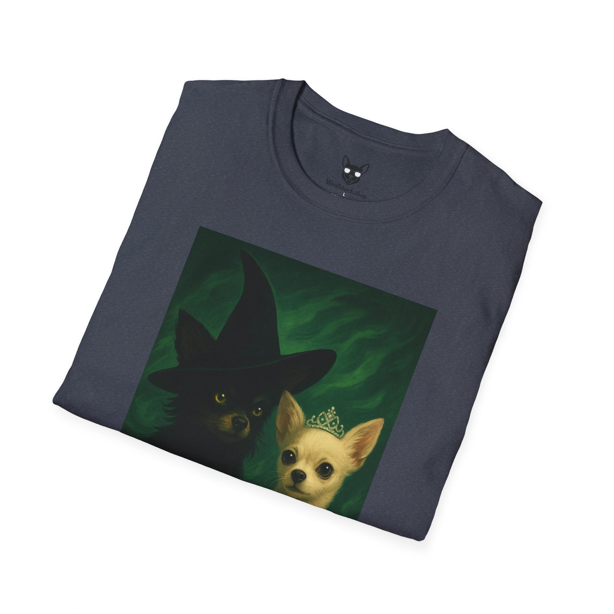 Wicked Broadway Poster Dog Parody Unisex Softstyle T-Shirt -- Funny Dog Shirt for Broadway and Dog Lovers